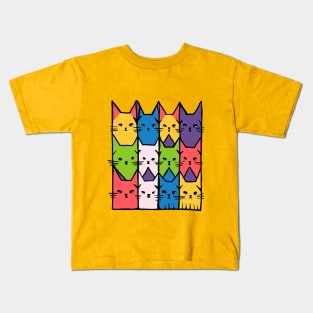 rainbow cats geometric Kids T-Shirt